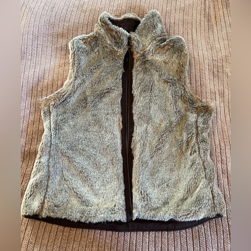 Faux Fur Brown Reversible GAP Vest Large